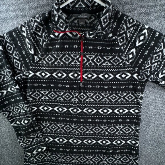 Eddie Bauer Jackets & Blazers - Eddie Bauer Women’s White Black Fair Isle Large Pullover 1/4 Zip Fleece Sweater